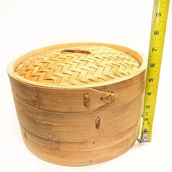 Household 2-Tier Bamboo Food Steamer: Healthy Vegetables Dumplings Dim Sum - Picture 7 of 9